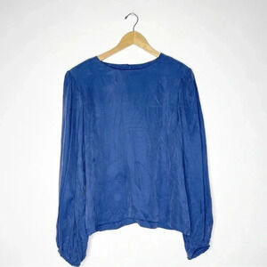 R.G. Kane Blue Long Sleeve Blouse Size Large